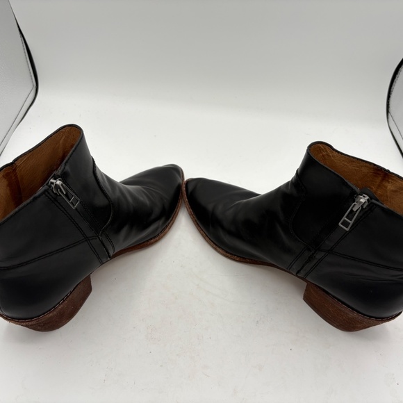 MADEWELL Charley Womens Black Leather Ankle Boots Side Zip Stacked Heel Size 9 - Picture 3 of 10